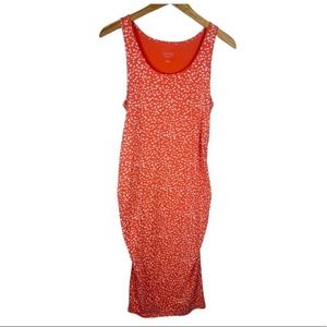 Ingrid & Isabel Maternity Scoop Neck Midi Tank Dress Coral and White Dalmatian